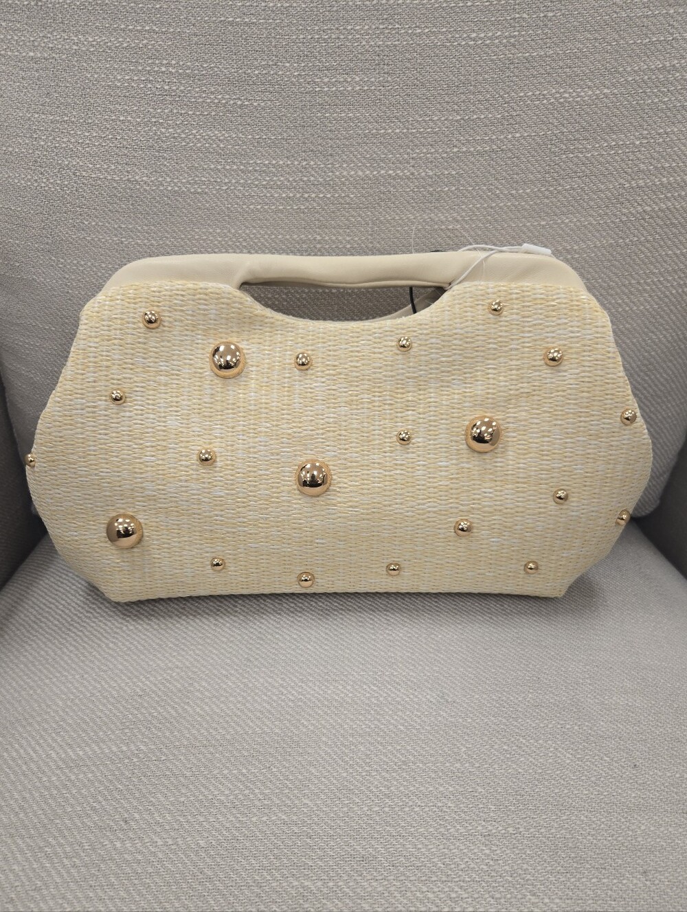 Urban Expressions Cream Studded Handheld Clutch